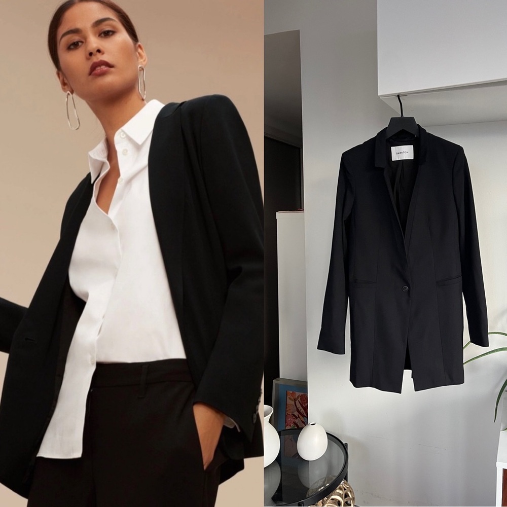 Aritzia Babaton Elegant Black Formal Wedding Guest Business Casual Blazer Sz S